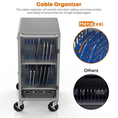 20-Bay Mobile Charging Cart with Storage – For Laptops, Chromebooks, Tablets, Cable Management