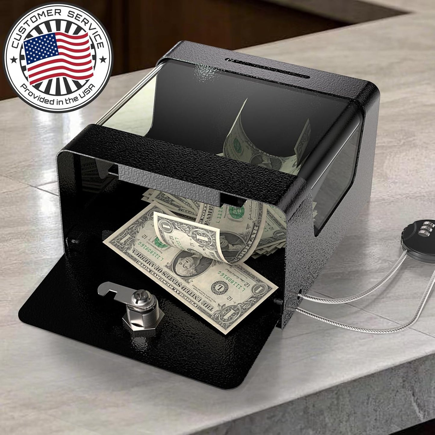 Steel Locking Tip Box – Heavy Duty with Combination Cable Lock for Donations & Suggestions