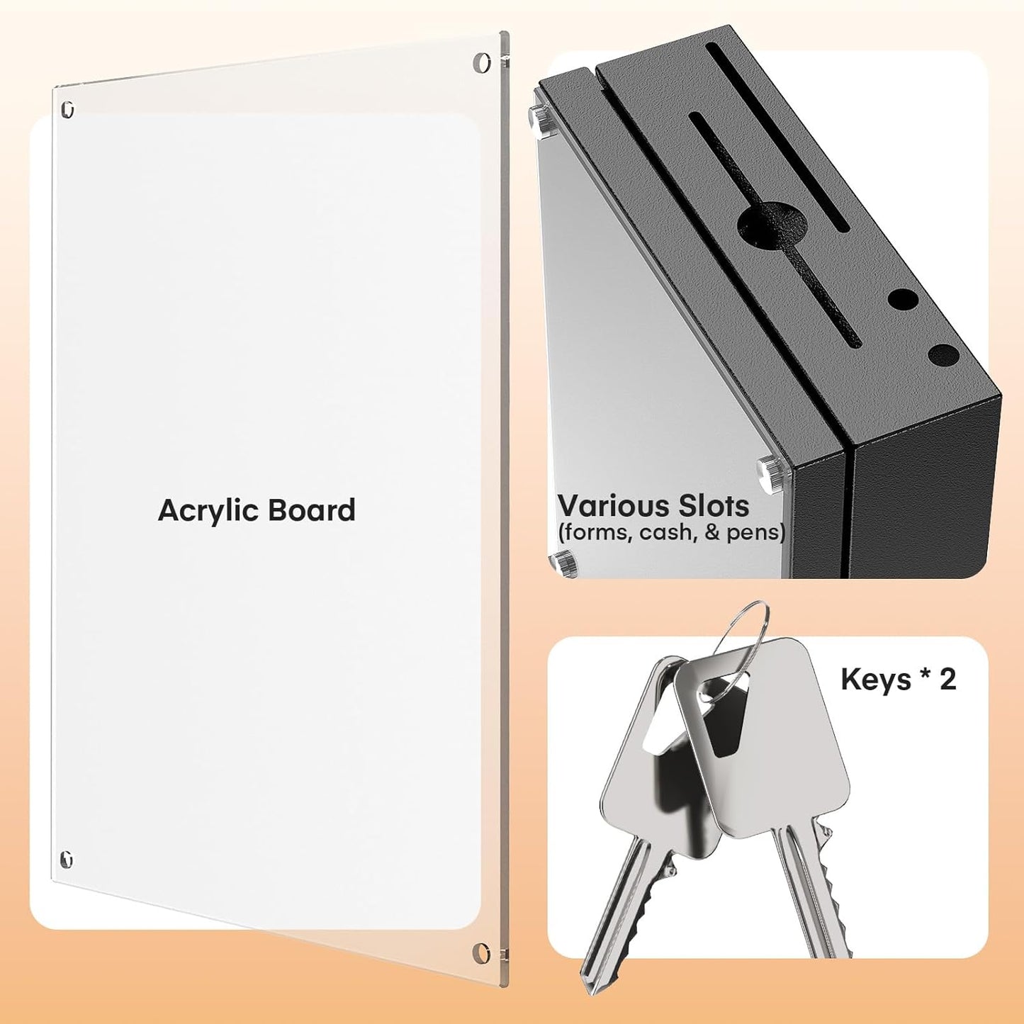 M-D7-H - Suggestion Box with Lock with Wall Mount Option - Use as Offering Box, Tithe Box, Prayer Request Box, Tip Box with Lock, Donation Box and Ballot Box