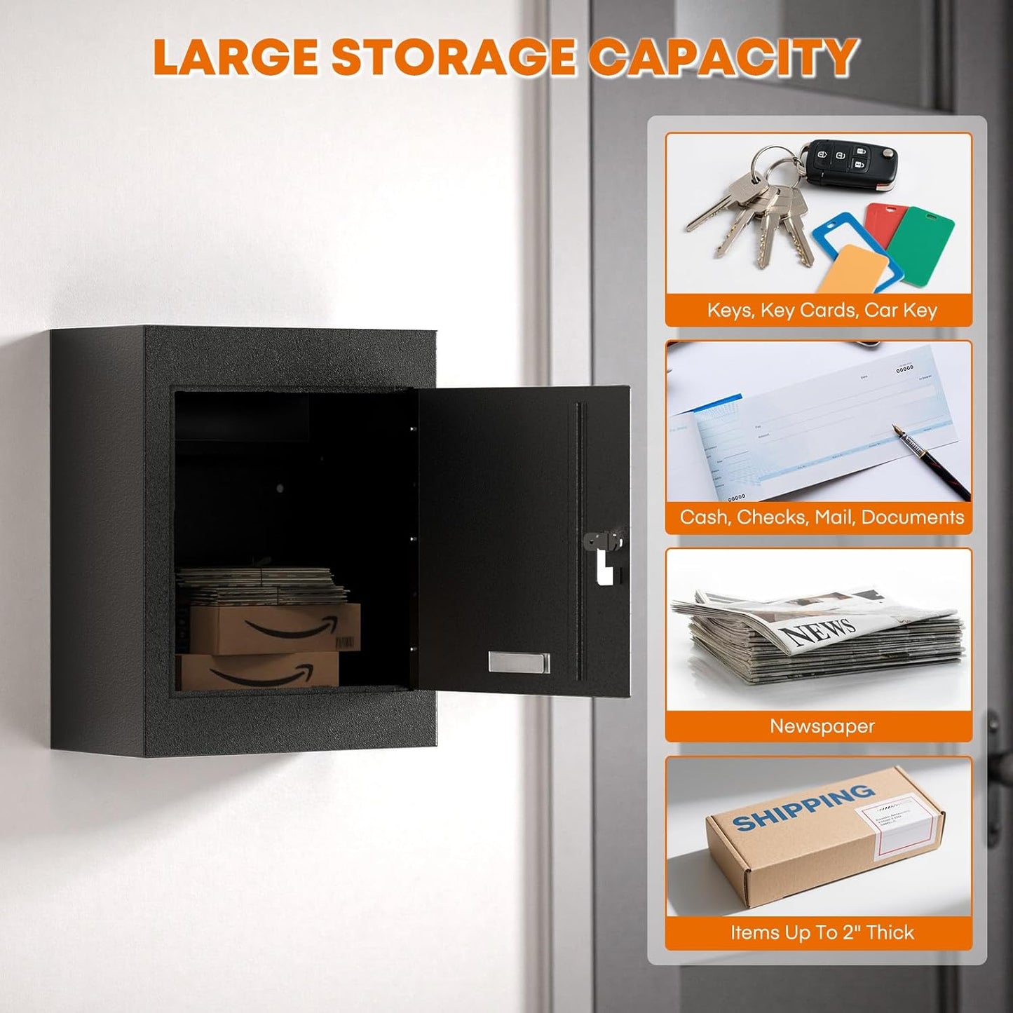 Through-the-Wall Drop Box with Adjustable Chute, Code Lock, Rainproof – Wall Mount Mailbox