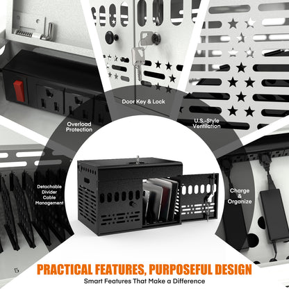 12-Device Charging Cabinet -Lockable Charging Station for iPad, Chromebook,Laptop&Tablet