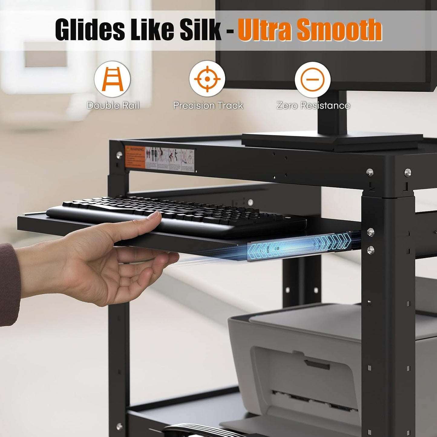 Metal Presentation Cart with Adjustable Shelves – Rolling Stand for Projector, TV, Laptop, Printer