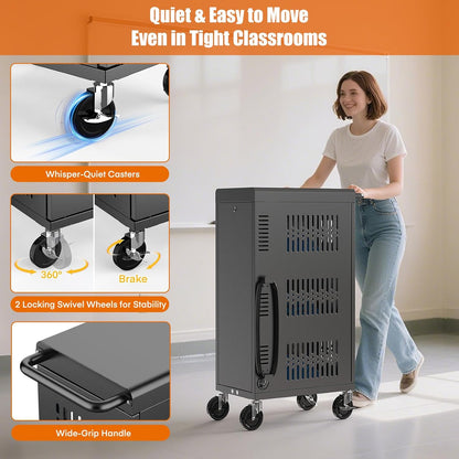 18-Bay Heavy Duty Mobile Charging Cart – Fully Assembled Metal Storage for Laptops & Tablets up to 14-Inch Screens