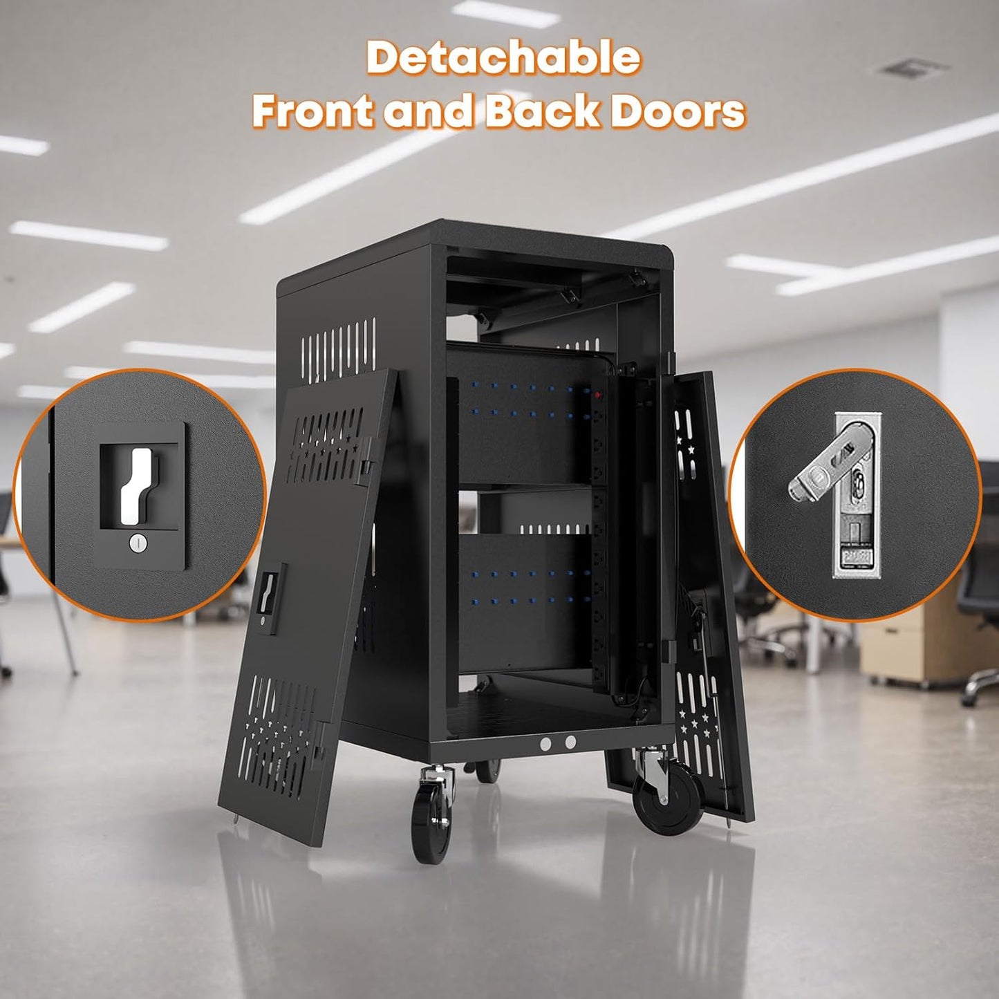 M-C20-H - Pre-Assembled American Style Heavy-Duty 20 Bay Laptop Charging Cart for School Classroom Storing and Charing 20 Chromebook, Laptop, and Tablet