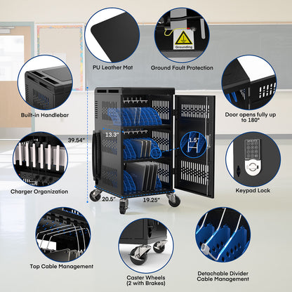 30-Device Mobile Charging Cart with Electronic Lock | MetaTeel