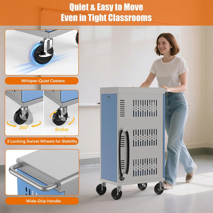 18-Bay Heavy Duty Mobile Charging Cart – Fully Assembled Metal Storage for Laptops & Tablets up to 14-Inch