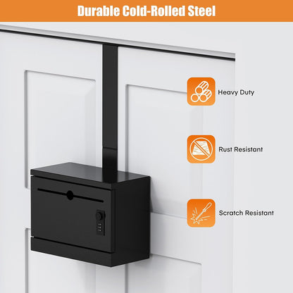 Over-the-Door Steel Drop Box with Adjustable Height and Removable Hinge
