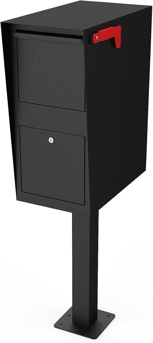 M-D25-H Package Mailbox with Lock, Large Post-Mount Locking Mailboxes for Outdoor