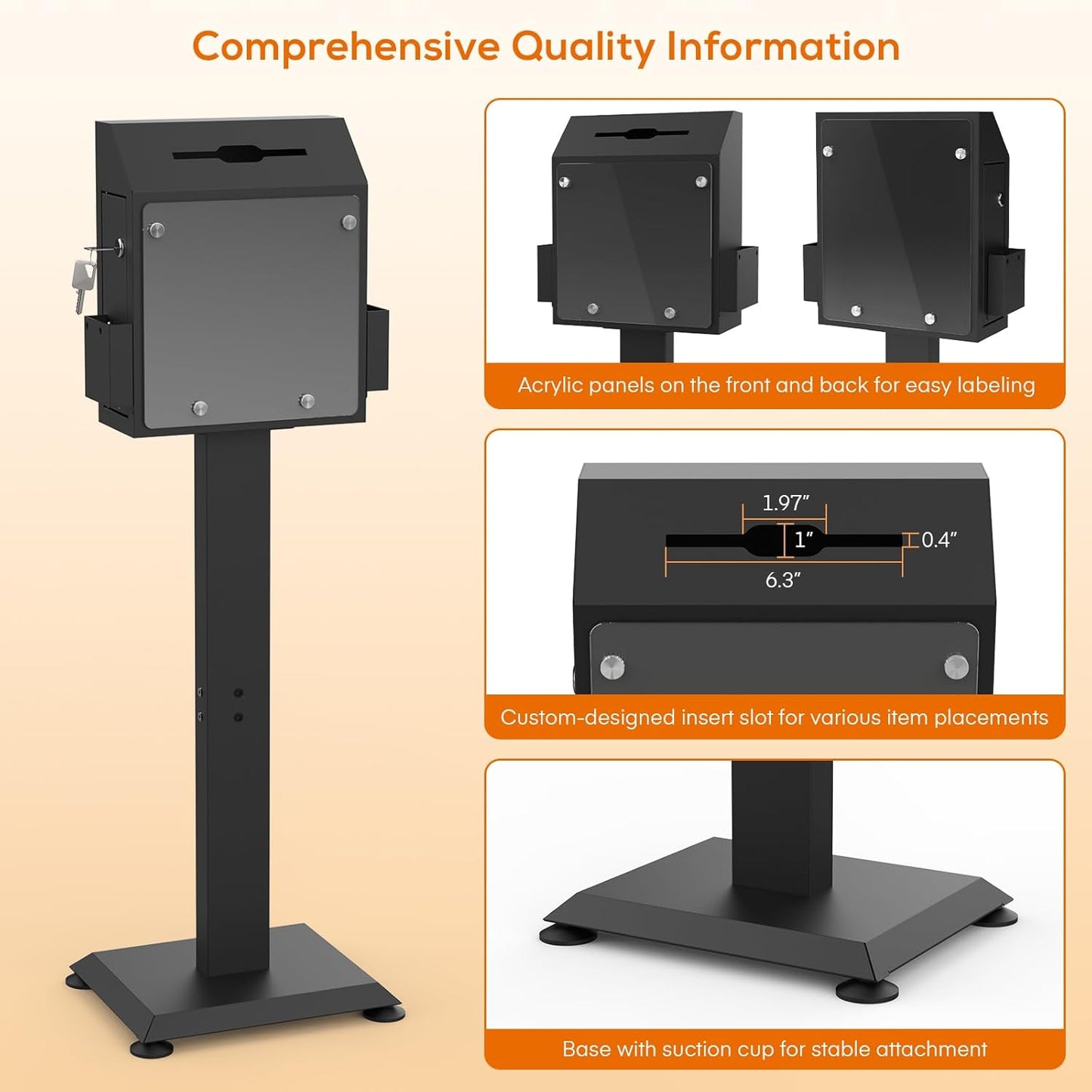 M-D26-H - Suggestion Box with Stand Black Donation Box