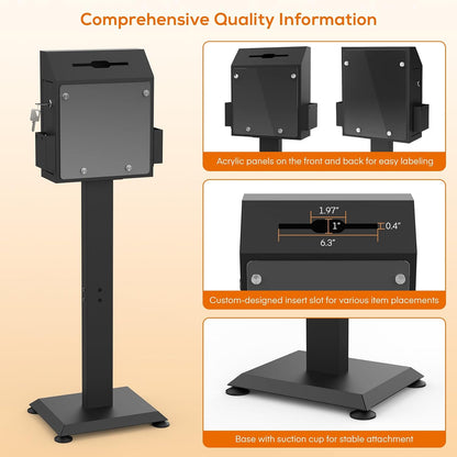 Metal Suggestion Box with Stand – Floor Standing, Locking Donation & Ballot Box