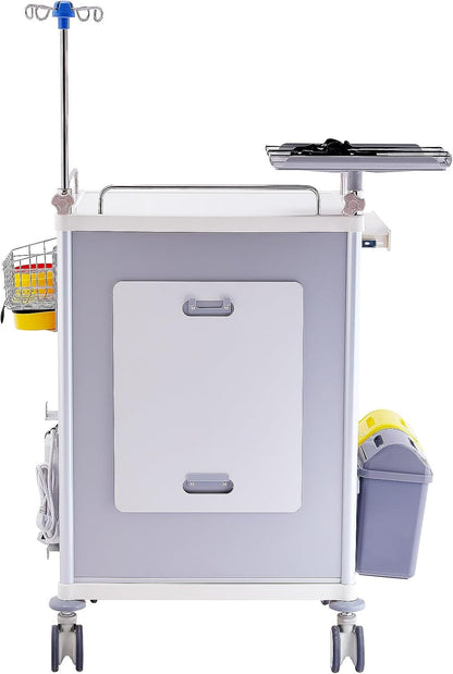 All-Aluminum Medical Crash Cart – Mobile Emergency Trolley with Drawers, IV Pole, CPR Board, Oxygen Holder