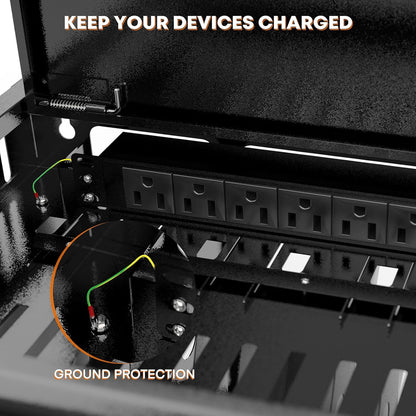 16-Bay Locking Charging Cabinet for Laptops & Chromebooks – Fits Devices up to 14-inch , Cable Management