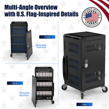 30-Device Mobile Charging Cart with Electronic Lock | MetaTeel