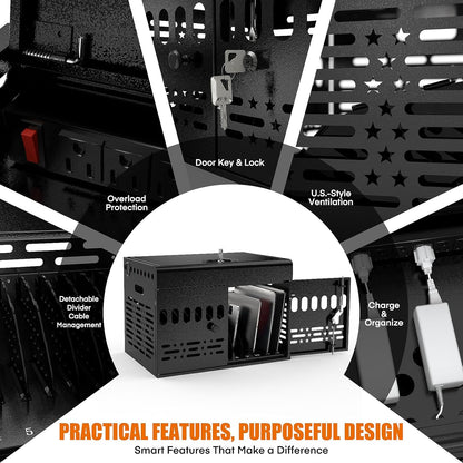 12-Devices Portable Charging Station – Lockable, Surge Protected, for Tablets & Laptops