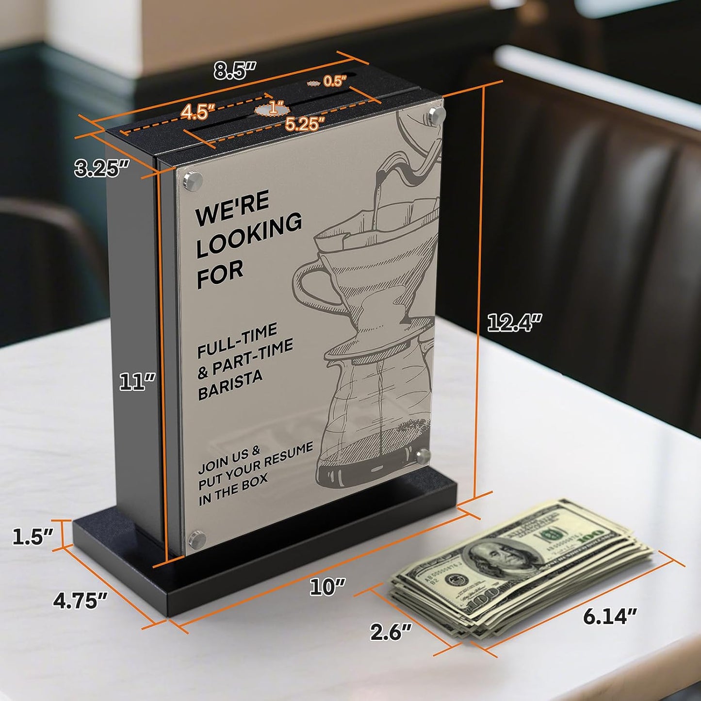M-D7-H - Suggestion Box with Lock with Wall Mount Option - Use as Offering Box, Tithe Box, Prayer Request Box, Tip Box with Lock, Donation Box and Ballot Box