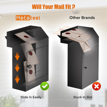 Door Drop Box with Lock and Rear Access – Steel Through-Door Mailbox