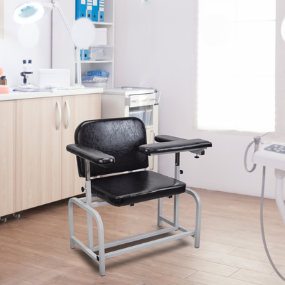 Extra Large Padded Phlebotomy Chair – Adjustable Armrest, Steel Frame, PU Leather