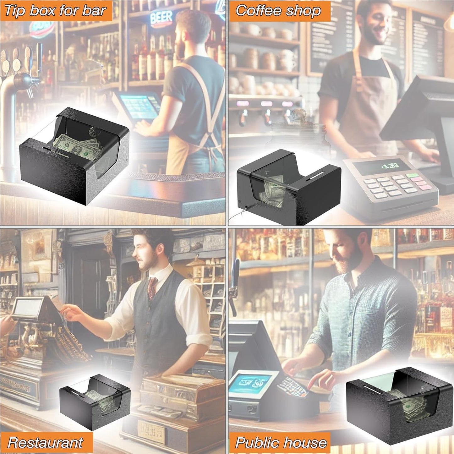 Steel Locking Tip Box – Heavy Duty with Combination Cable Lock for Donations & Suggestions