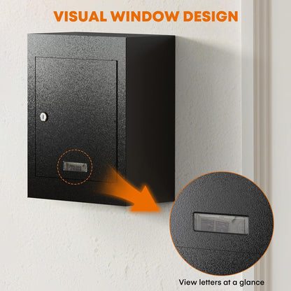 Through-the-Wall Drop Box with Adjustable Chute, Code Lock, Rainproof – Wall Mount Mailbox