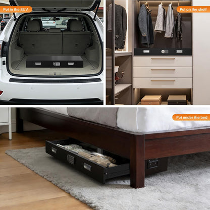 Under Bed Gun Safe Drawer for Rifles & Pistols – Long Storage Case for Home or Car