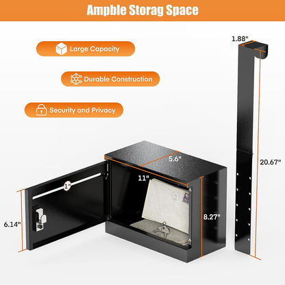 Over-the-Door Steel Drop Box with Adjustable Height and Removable Hinge