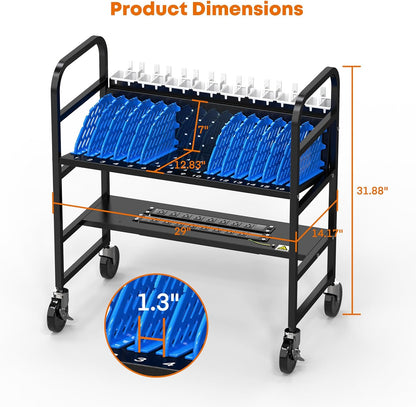 16-Devices Charging Station – Open Cart for Laptops & Tablets, Cord Management