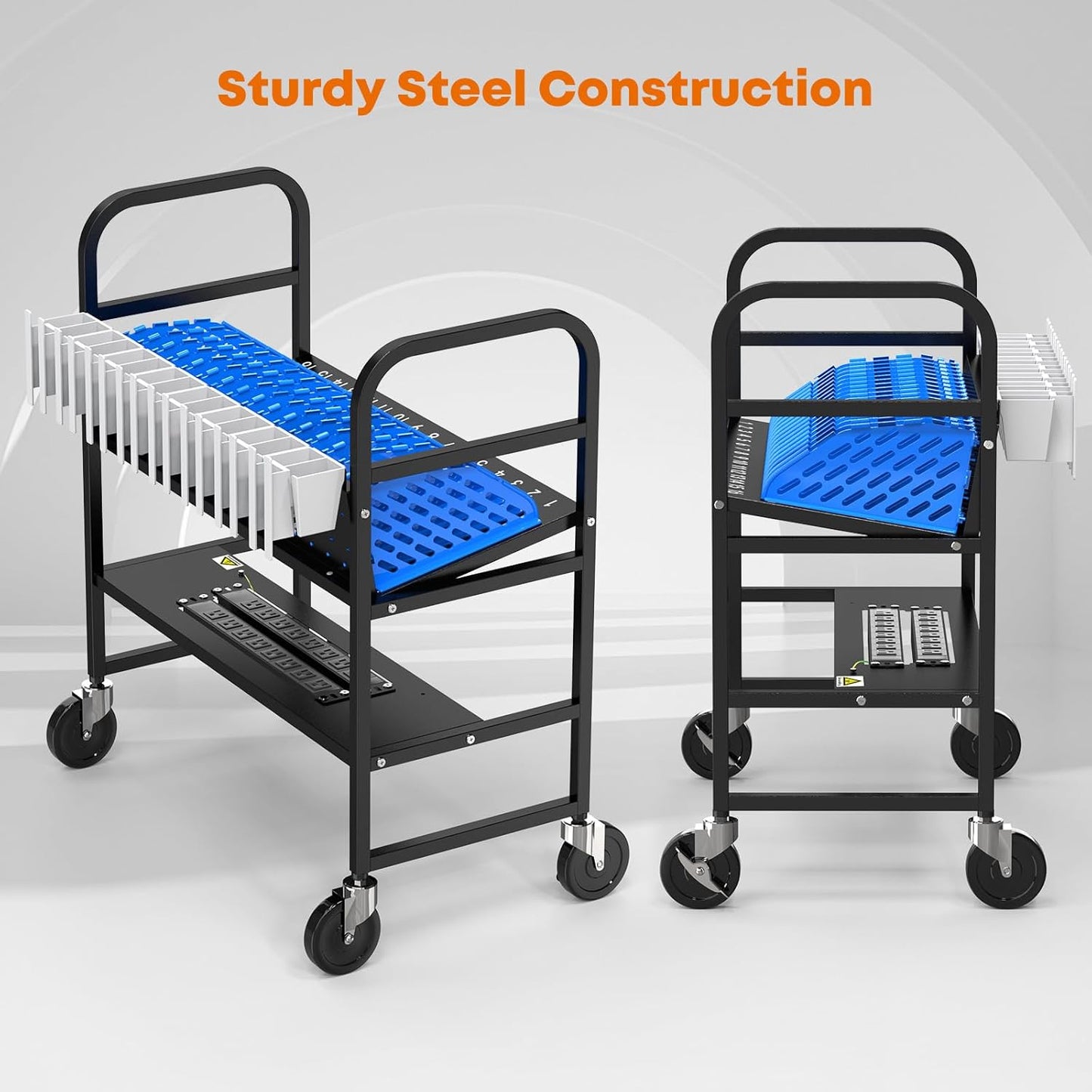 16-Device Charging Station – Open Cart for Laptops & Tablets, Cord Management
