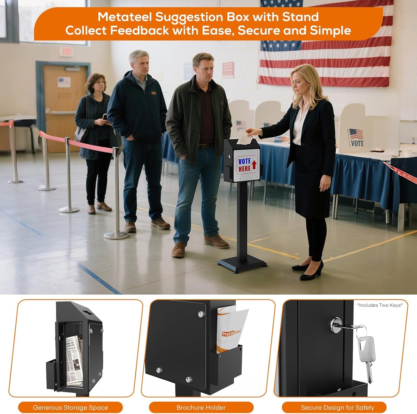 M-D26-H - Suggestion Box with Stand Black Donation Box