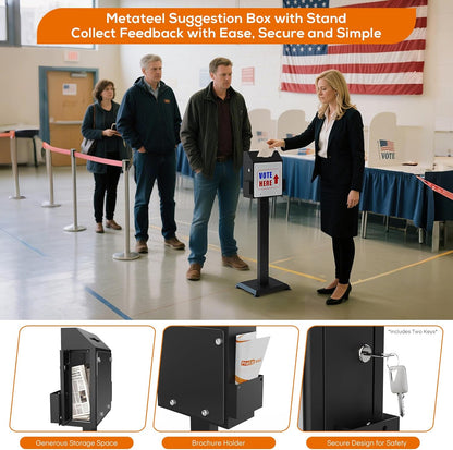 Metal Suggestion Box with Stand – Floor Standing, Locking Donation & Ballot Box