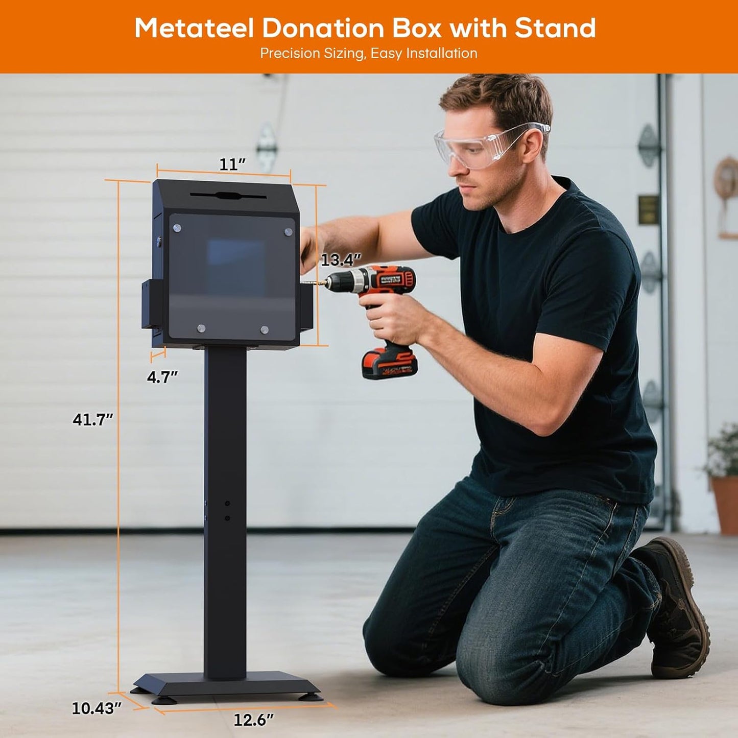 M-D26-H - Suggestion Box with Stand Black Donation Box