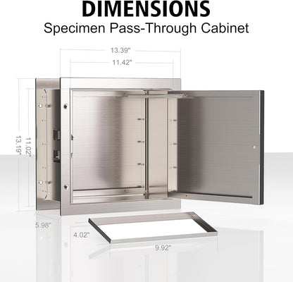 Recessed Stainless Steel Specimen Pass Thru Cabinet – Dual Access Doors, Pass Tray