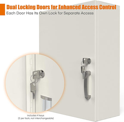 Locking Medicine Cabinet with Double Doors – Wall-Mount Steel Drug Cabinet