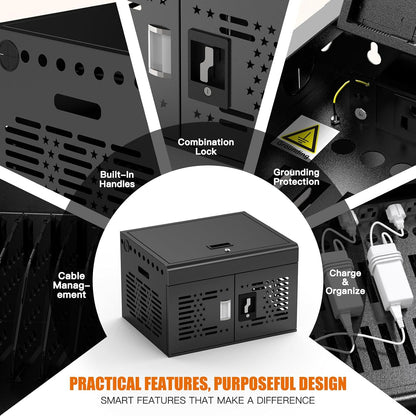 16-Unit Charging Cabinet – Locking Laptop & Tablet Storage with Cable Management