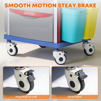 Emergency Crash Cart with IV Pole, Cardiac Board, O2 Holder & Drawers – Hospital Medical Cart