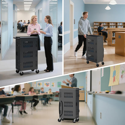 18-Bay Heavy Duty Mobile Charging Cart – Fully Assembled Metal Storage for Laptops & Tablets up to 14-Inch Screens