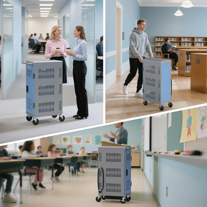 18-Bay Heavy Duty Mobile Charging Cart – Fully Assembled Metal Storage for Laptops & Tablets up to 14-Inch