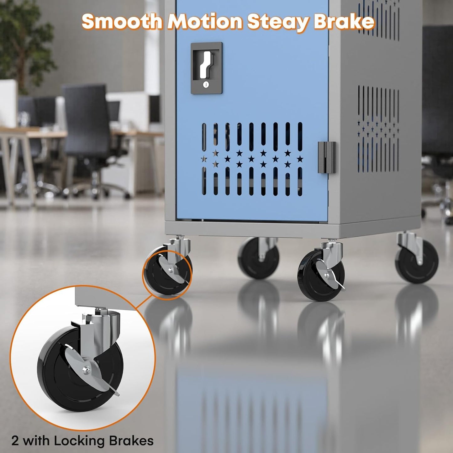 M-C20-T - 20 Bay mobile charging cart with storage for multiple Chromebook, laptop, kindle, iPad | Charging Station with Cable Management for classroom less assembly