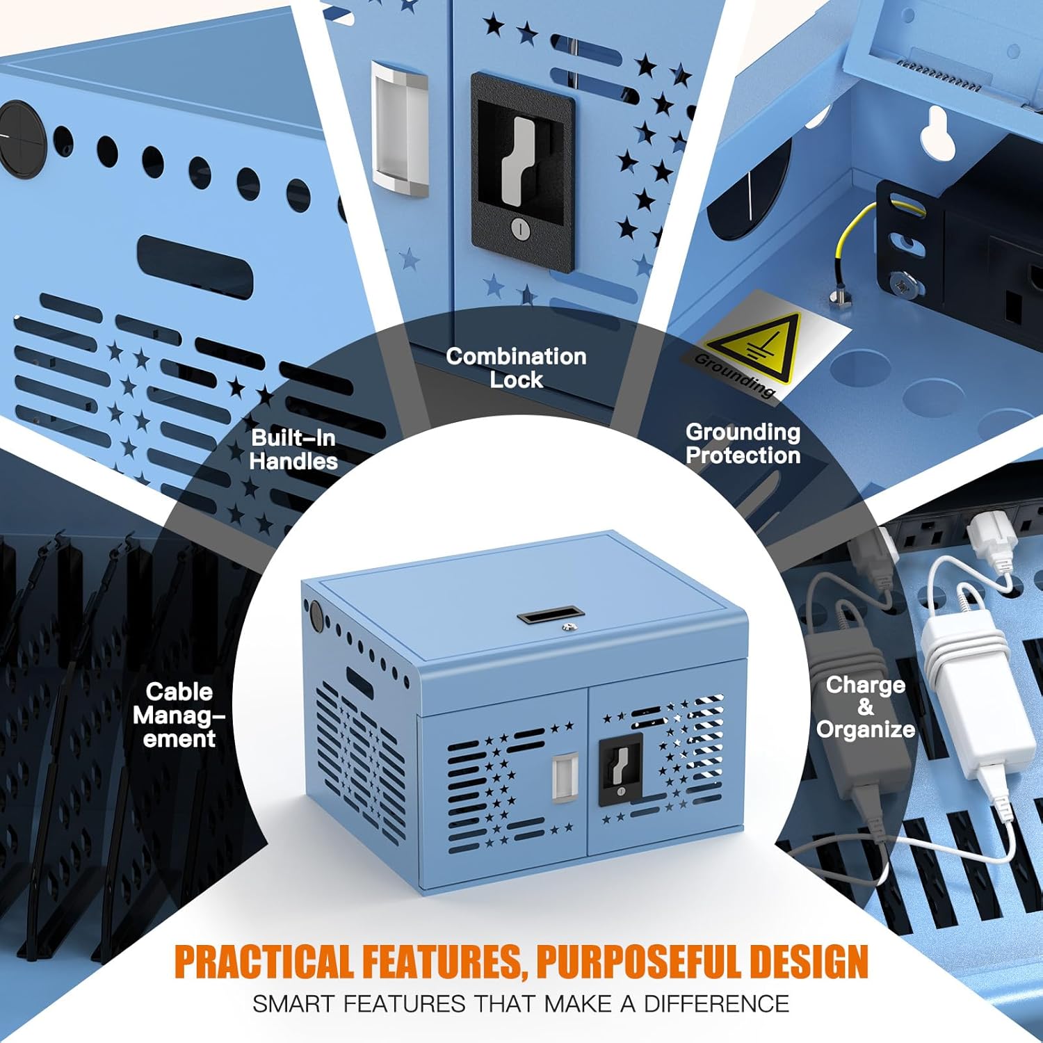 16-Device Locking Charging Cabinet for Laptops & Tablets – With