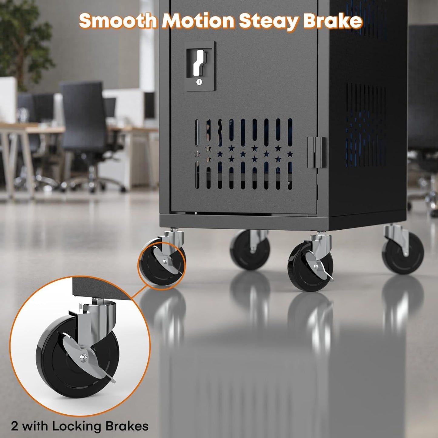 M-C20-H - Pre-Assembled American Style Heavy-Duty 20 Bay Laptop Charging Cart for School Classroom Storing and Charing 20 Chromebook, Laptop, and Tablet