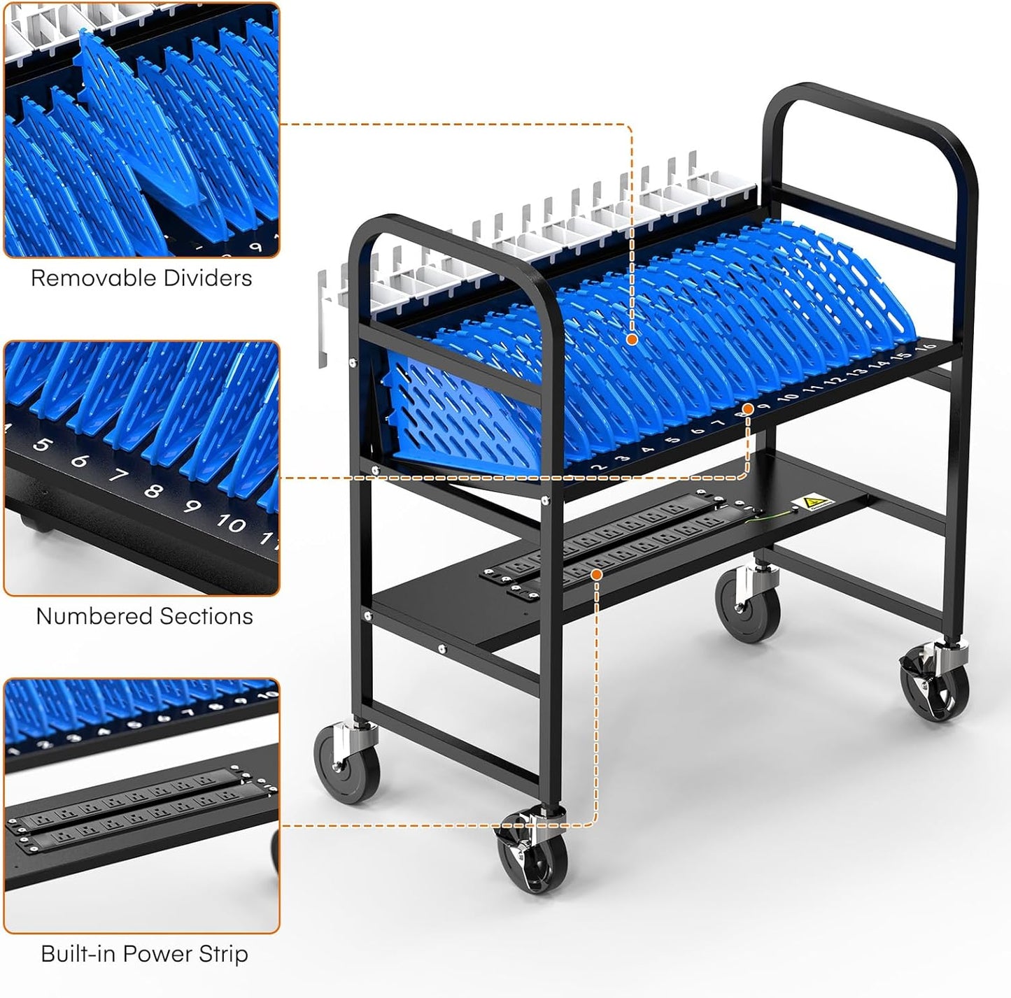 16-Device Charging Station – Open Cart for Laptops & Tablets, Cord Management