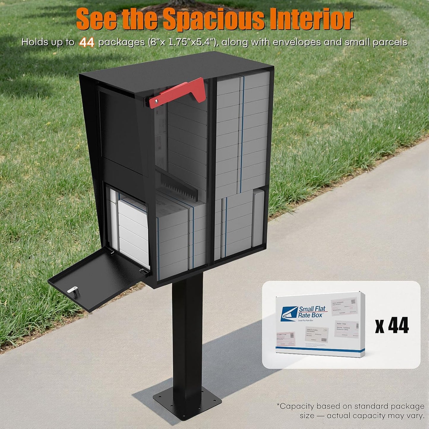 M-D25-H Package Mailbox with Lock, Large Post-Mount Locking Mailboxes for Outdoor