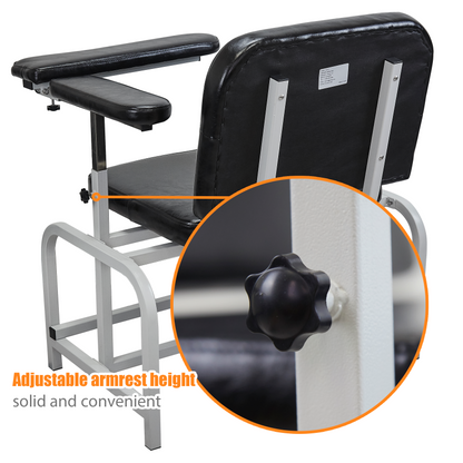 Extra Large Padded Phlebotomy Chair – Adjustable Armrest, Steel Frame, PU Leather