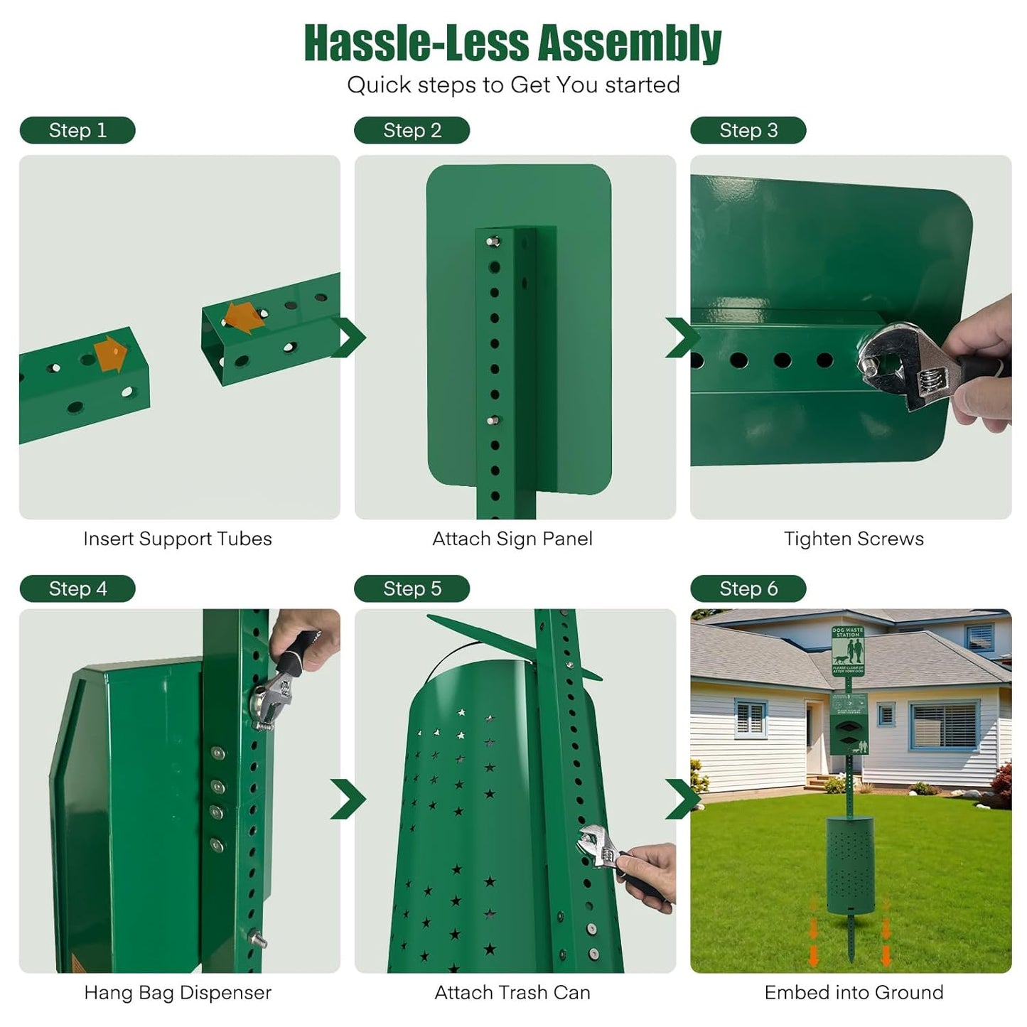 Outdoor Dog Waste Station – Rustproof Aluminum, 10 Gallon Bin, Bags & Liners Included
