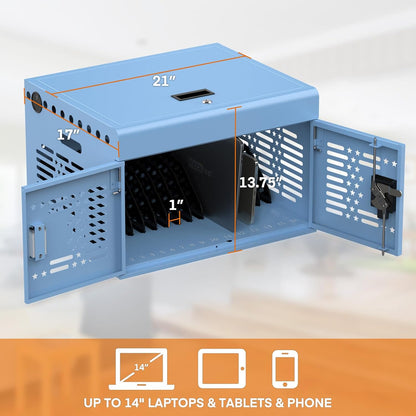 16-Devices Locking Charging Cabinet for Laptops & Tablets – With Cable Management