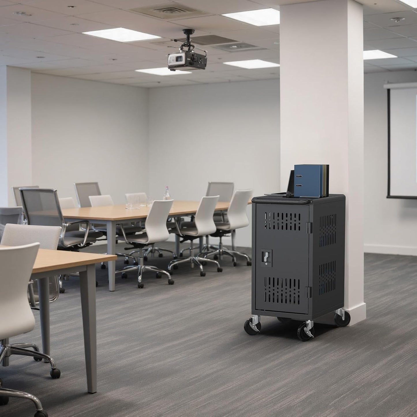 M-C20-H - Pre-Assembled American Style Heavy-Duty 20 Bay Laptop Charging Cart for School Classroom Storing and Charing 20 Chromebook, Laptop, and Tablet