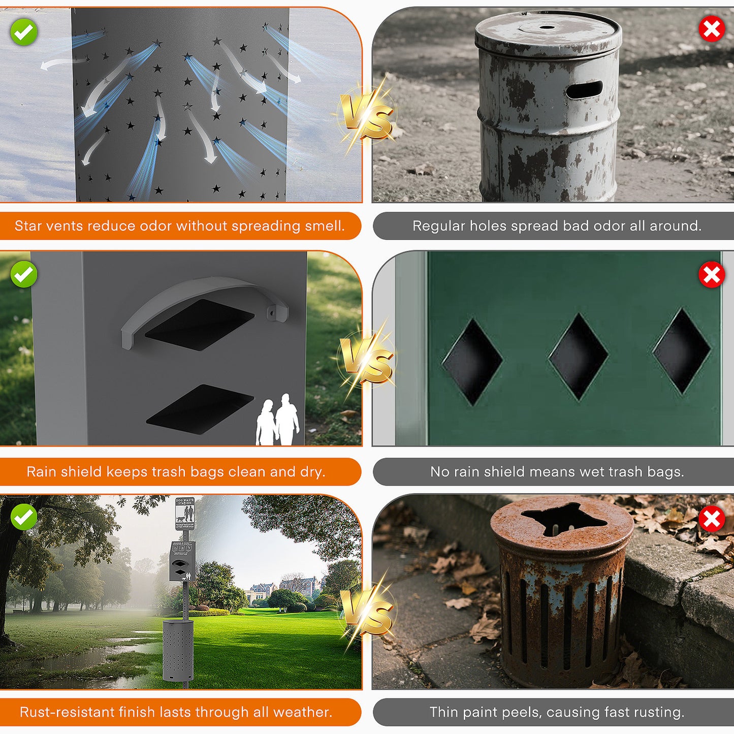 M-D37GK-H0 Black Dog Waste Station Outdoor, Pet Waste Disposal Station Rustproof Aluminum with 10 Gallon Trash Can, 600 Dog Poop Bags & 50 Liners for Parks, Trails, HOA Communities, Backyards