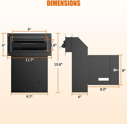 Door Drop Box with Lock and Rear Access – Steel Through-Door Mailbox
