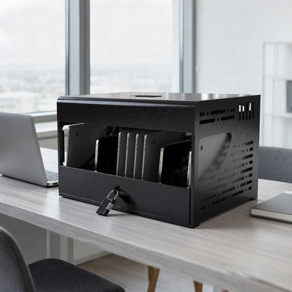 16-Bay Locking Charging Cabinet for Laptops & Chromebooks – Fits Devices up to 14-inch , Cable Management