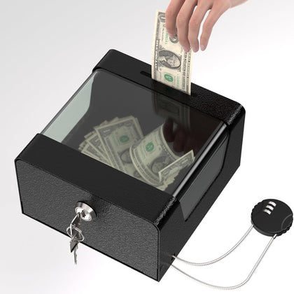 Steel Locking Tip Box – Heavy Duty with Combination Cable Lock for Donations & Suggestions
