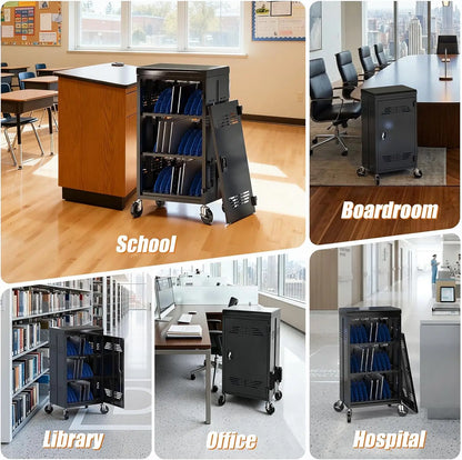 30-Device Laptop & Chromebook Charging Cart | Lockable Mobile Charging Station for K-12 Schools